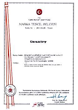Country Soba Şömine Tescil Belgesi